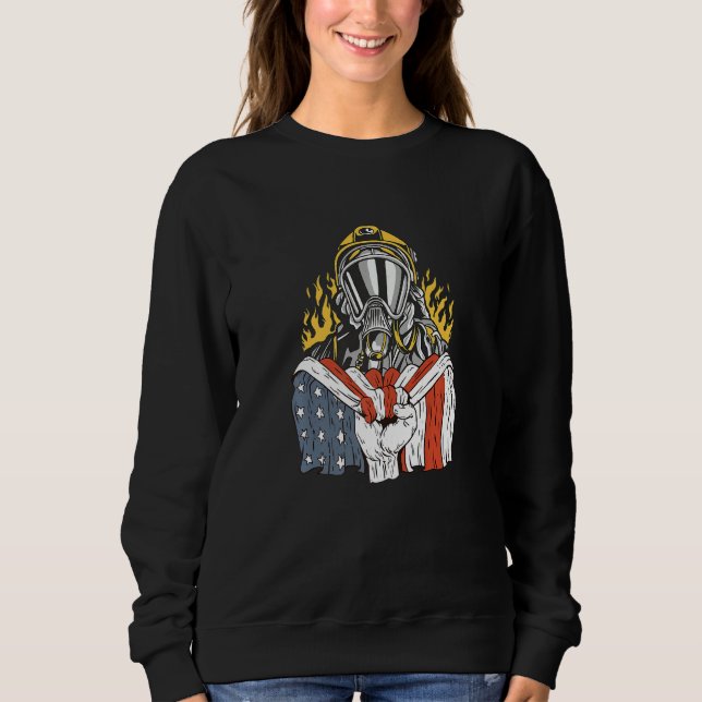 American Flag with Firefighter Premium T Shirt (Framsida)
