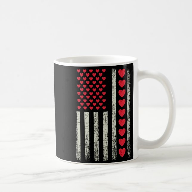 American Flag With Hearts Valentine S Day  Kaffemugg (Höger)