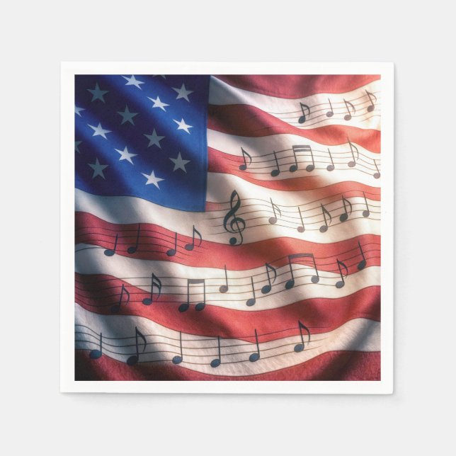 American Flag With Musical Notes Pappersservett (Framsidan)