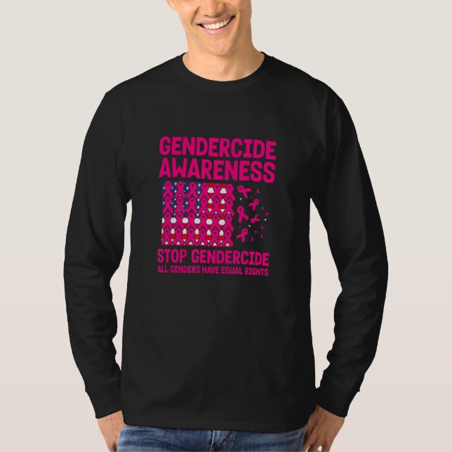 American flag with Pink ribbons for gendercide awa T Shirt (Framsida)
