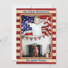 American Flagga 2 Family Photo 4th of JULY Celebra Inbjudningar