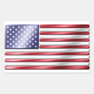 American Flagga 2 - USA - Metallic Rektangulärt Klistermärke