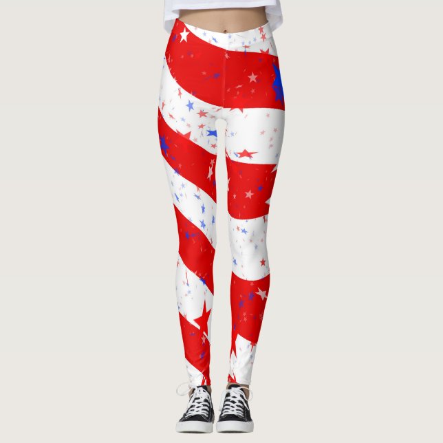American Flagga 4:e juli Leggings (Framsida)