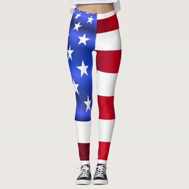 American Flagga 4:e juli Leggings (Framsida)