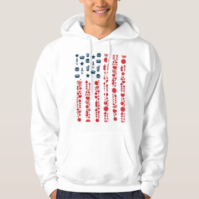 American flagga 4th july picnic hoodie (Framsida)