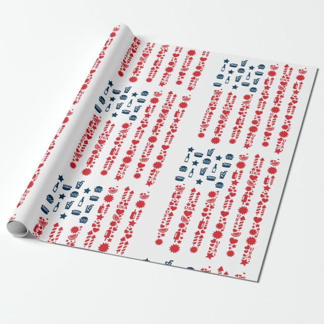 American flagga 4th july picnic presentpapper (Utrullad)