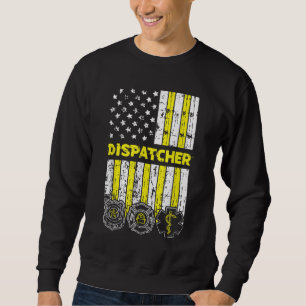 American Flagga 911 Operator Dispatch-er Police Fi Lång Ärmad Tröja