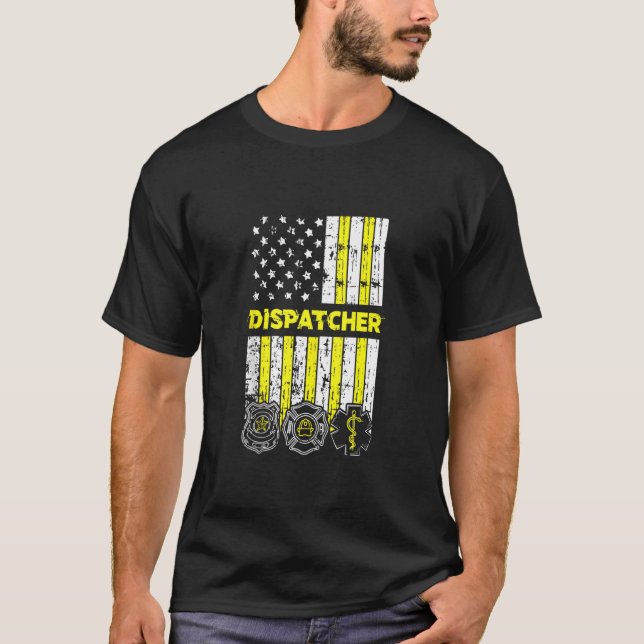 American Flagga 911 Operator Dispatch Er Police Fi T Shirt (Framsida)