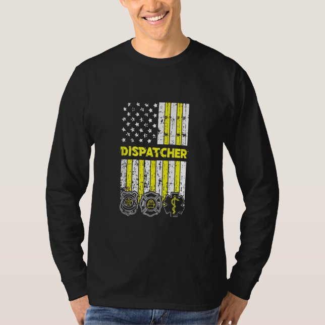 American Flagga 911 Operator Dispatch Er Police Fi T Shirt (Framsida)