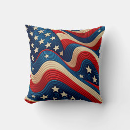 American Flagga A Wave Patriotic Kudde