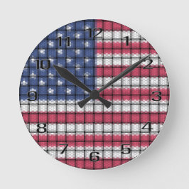 American Flagga Acrylic Wall Clock Rund Klocka