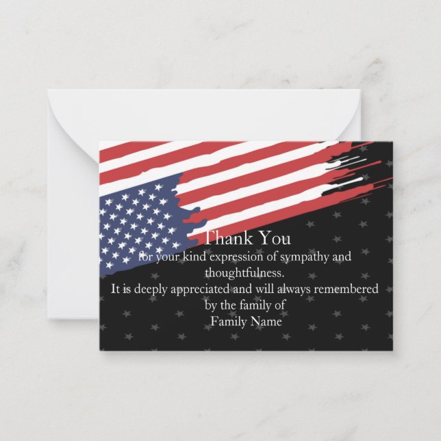 American Flagga After Funeral Tack You Card Anteckningskort (Framsida)