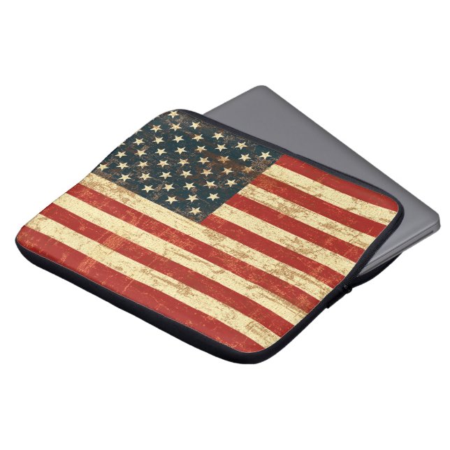 American Flagga Åldras Distress Laptop Sleeve (Framsida topp)