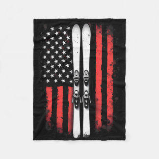 American Flagga Alpine Skiing Skier Fleecefilt