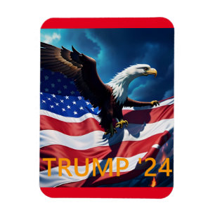American Flagga American Eagle TRUMP 2024 Magnet