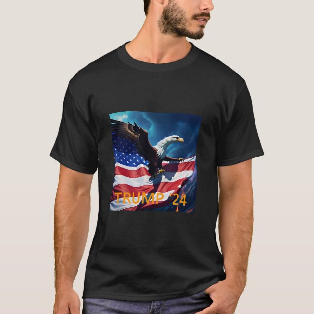American Flagga American Eagle TRUMP 2024 T Shirt (Framsida)