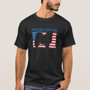 American Flagga American Eskimo for Hund T Shirt