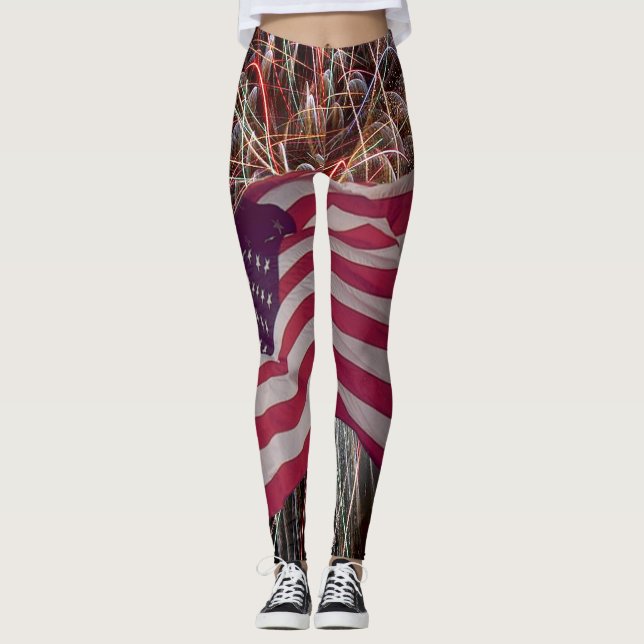 American Flagga and Fireworks Leggings (Framsida)