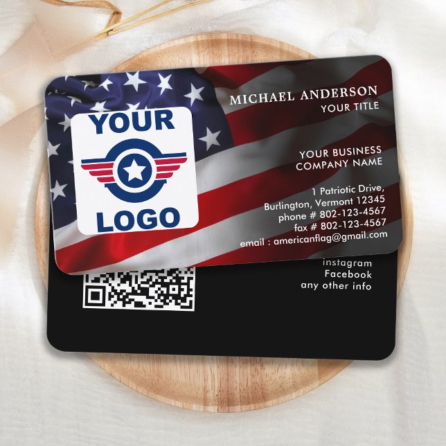 American Flagga Anpassningsbar Logotyp QR Code Pat Visitkort (Skapare uppladdad)