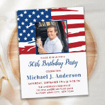American Flagga Anpassningsbar Photo Military Föde Inbjudan Vykort<br><div class="desc">USA Amerikanska Flagga Födelsedagsfest inbjudan. Vänner i inbjudan och familj till din patriotiska födelsedagskalender med dessa moderna amerikanska Flagga inbjudningar. Anpassa den här amerikanska flagga-inbjudan med information om evenemang, foton, namn och party. Se vår samling för matchande patriotiska födelsedagspresenter, party favors och artiklar. . COPYRIGHT © 2021 Judy Burrows, Black...</div>