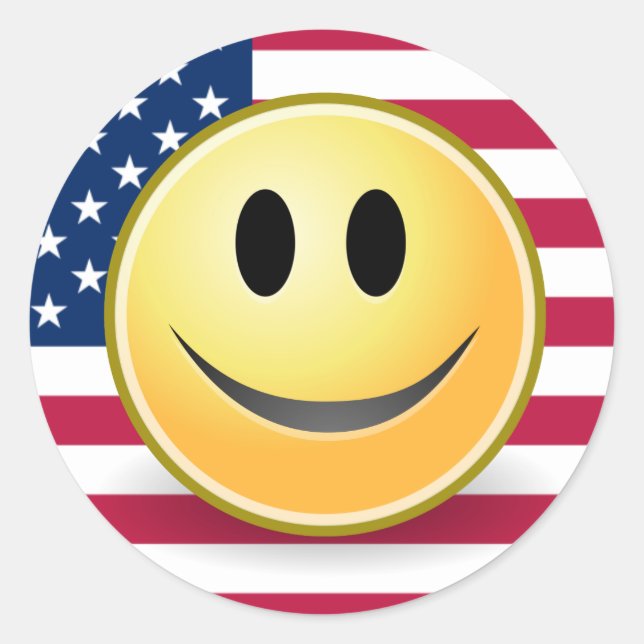 American Flagga Ansikte Sticker Runt Klistermärke (Framsida)