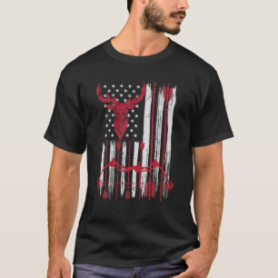 American Flagga Archery Bow Hjort Bowhunting Hunti T Shirt