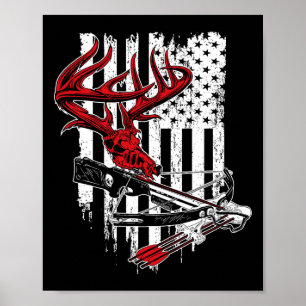 American Flagga Archery Bow Hunting - Hjort Skull Poster