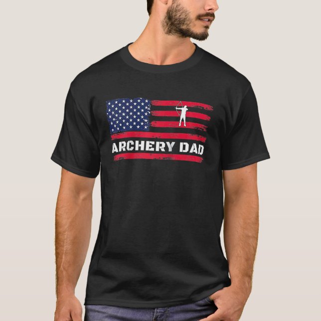 American Flagga Archery Pappa Fars dag Raglan Base T Shirt (Framsida)
