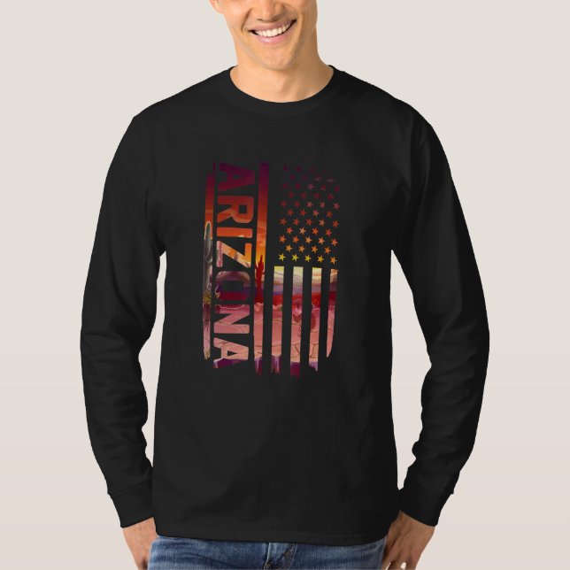 American Flagga Arizona Cactus 4:e juli Tee Manar  (Framsida)