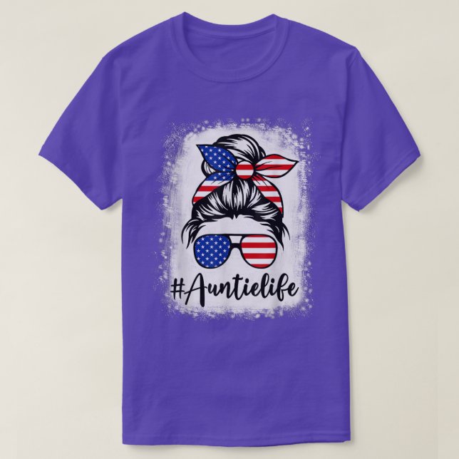 American Flagga Auntie Life Bleached Mammor 4:e av T Shirt (Design framsida)