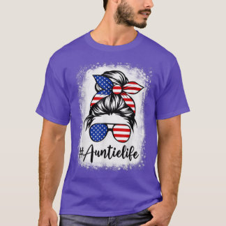 American Flagga Auntie Life Bleached Mammor 4:e av T Shirt