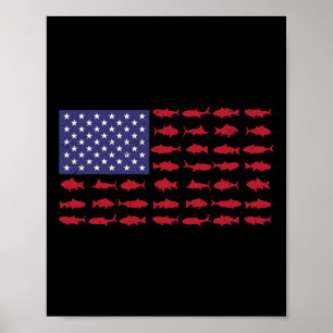 American Flagga B Fishing Kid Boy Youth Women Mana Poster
