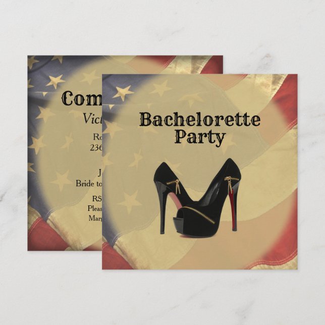 American Flagga Bachelorette Party Inbjudningar (Fram/baksida)