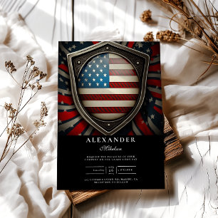 American Flagga Badge Police Studenten Inbjudningar