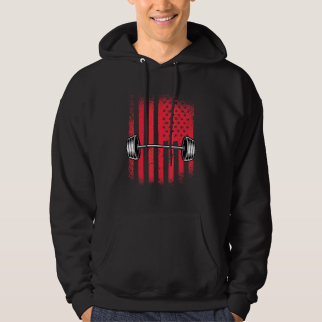 American Flagga Barbell Hoodie (Framsida)