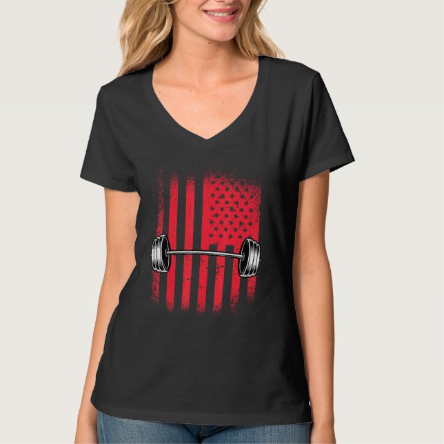 American Flagga Barbell T Shirt (Framsida)