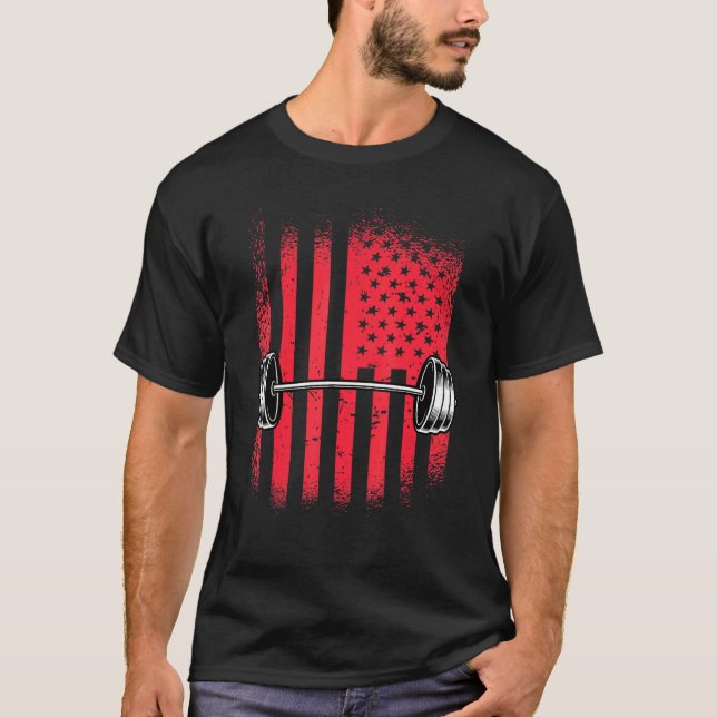 American Flagga Barbell T Shirt (Framsida)