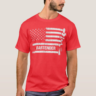 American Flagga Bartending Pub Working Bartender 2 T Shirt