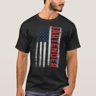 American Flagga Bartending Pub Working Bartender T Shirt