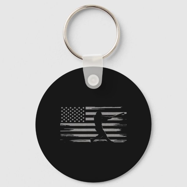 American Flagga Baseball Apparat - Baseball Nyckelring (Framsida)