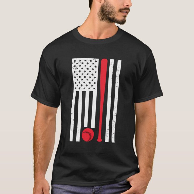 American Flagga Baseball Hoodie T Shirt (Framsida)