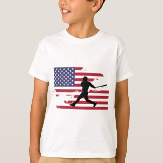 American Flagga Baseball Silhouette Baseball Playe T Shirt