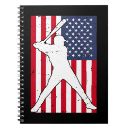 American Flagga Baseball Team Gift Anteckningsbok
