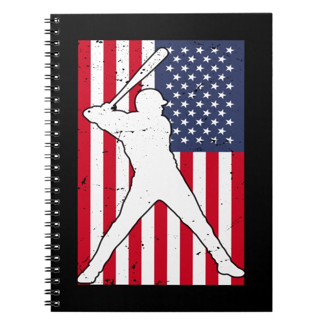 American Flagga Baseball Team Gift Anteckningsbok (Framsidan)