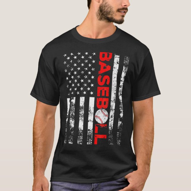 American Flagga Baseball Team Gift Baseball Shirt  T (Framsida)