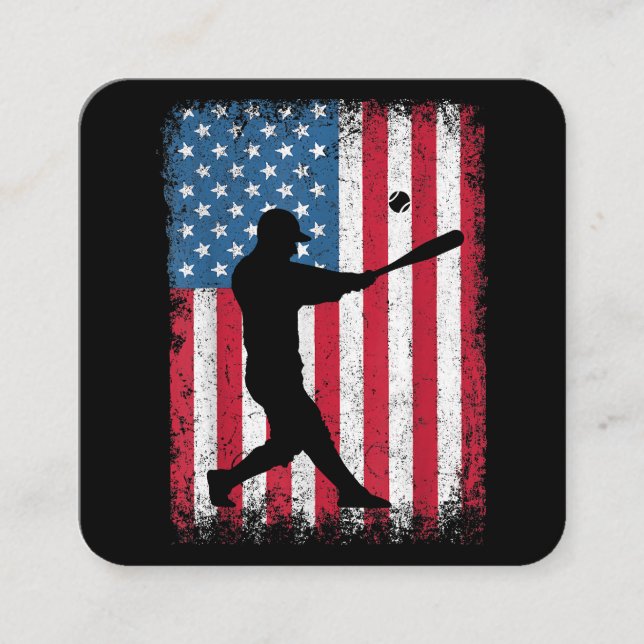 American Flagga Baseball Team Gift för manar Boys  Fyrkantigt Visitkort (Framsida)