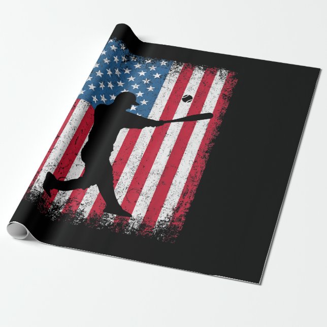 American Flagga Baseball Team Gift för manar Boys  Presentpapper (Utrullad)