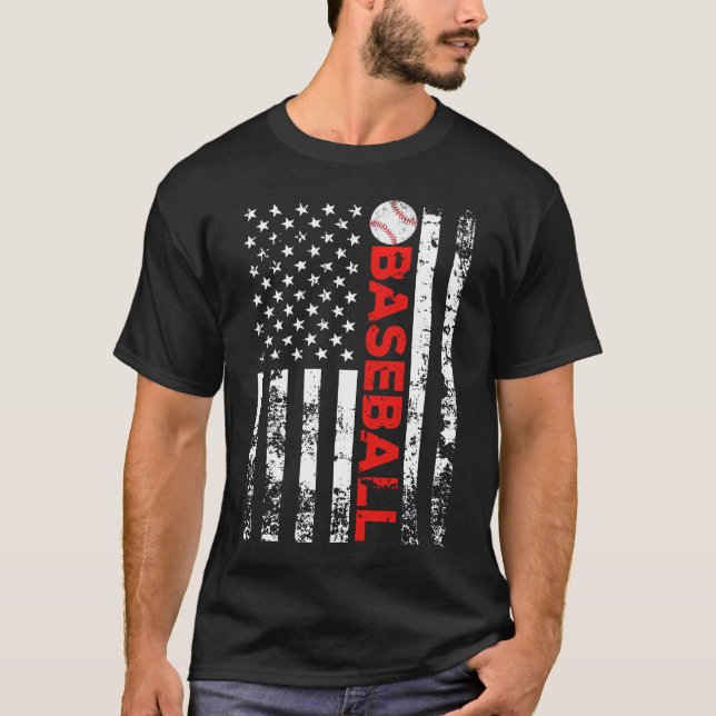 American Flagga Baseball Team Gift T Shirt (Framsida)