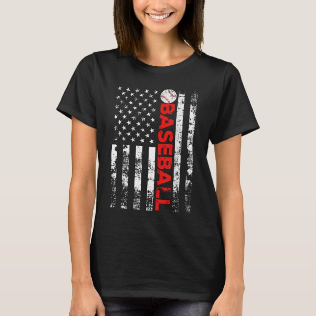 American Flagga Baseball Team Gift T Shirt (Framsida)