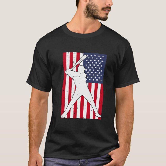 American Flagga Baseball Team Gift T Shirt (Framsida)